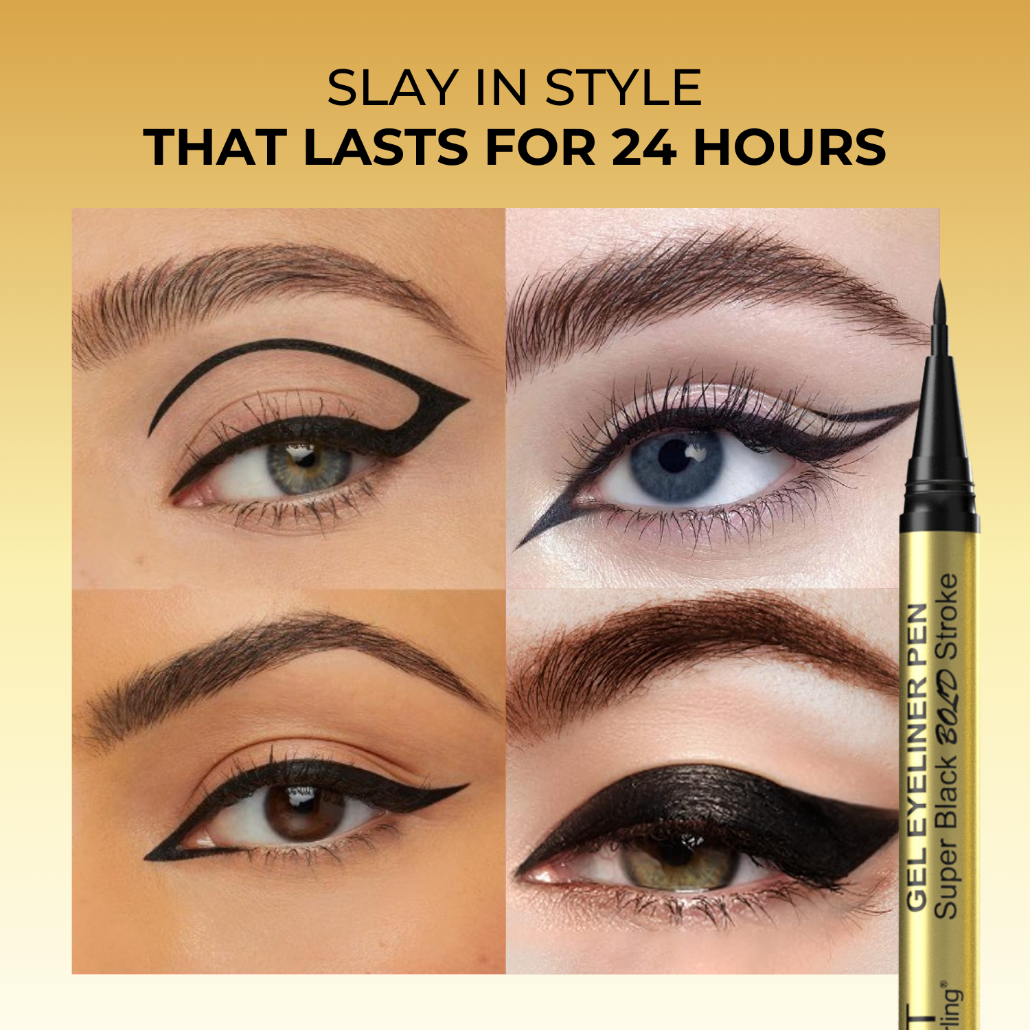 MesmerEyes Lash & Line Combo | Mascara + Semi Matte Gel Eyeliner Pen + Liquid Eyeliner (Waterproof, Smudge-Proof, 24H Wear)