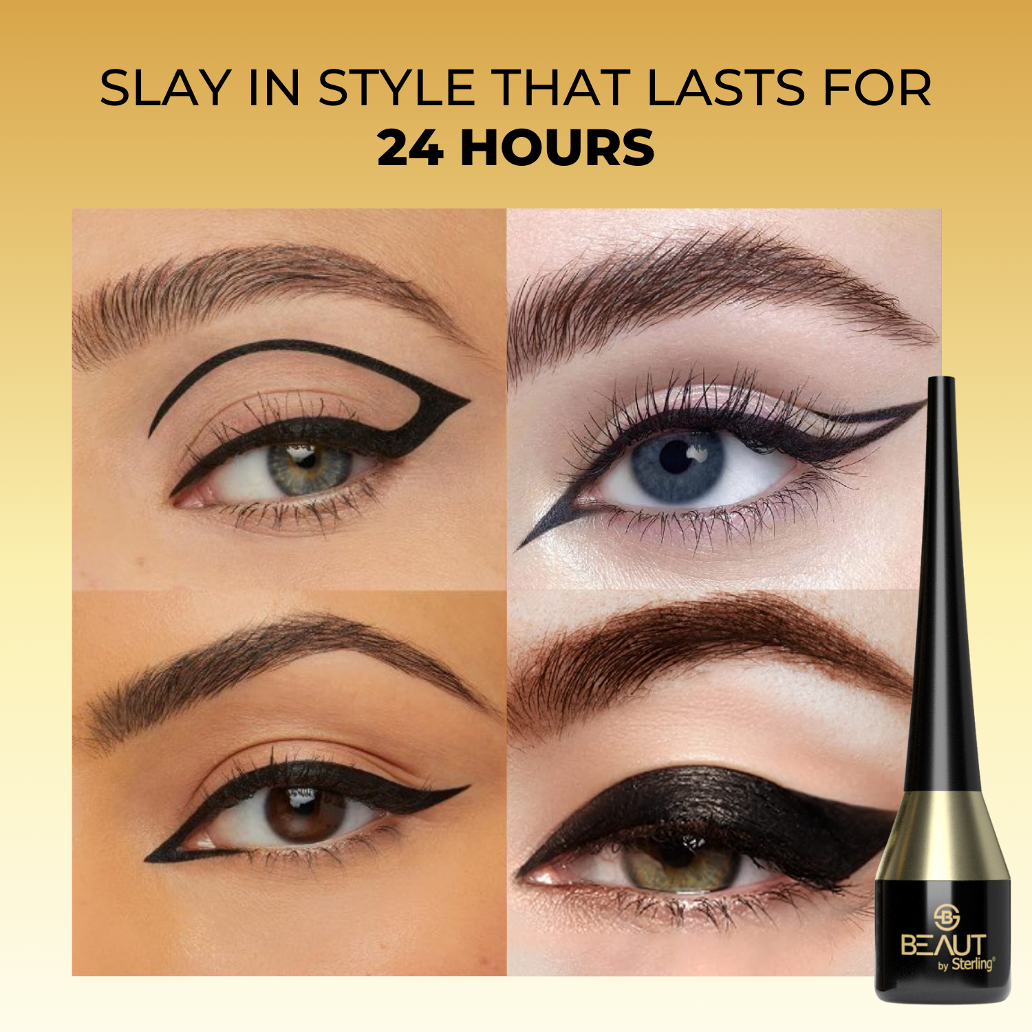 Liquid Glossy Eyeliner - Black, Smudge-proof & Waterproof, 24HR Long Wear, Flexi Tip Brush for Precise Application (7 ml)