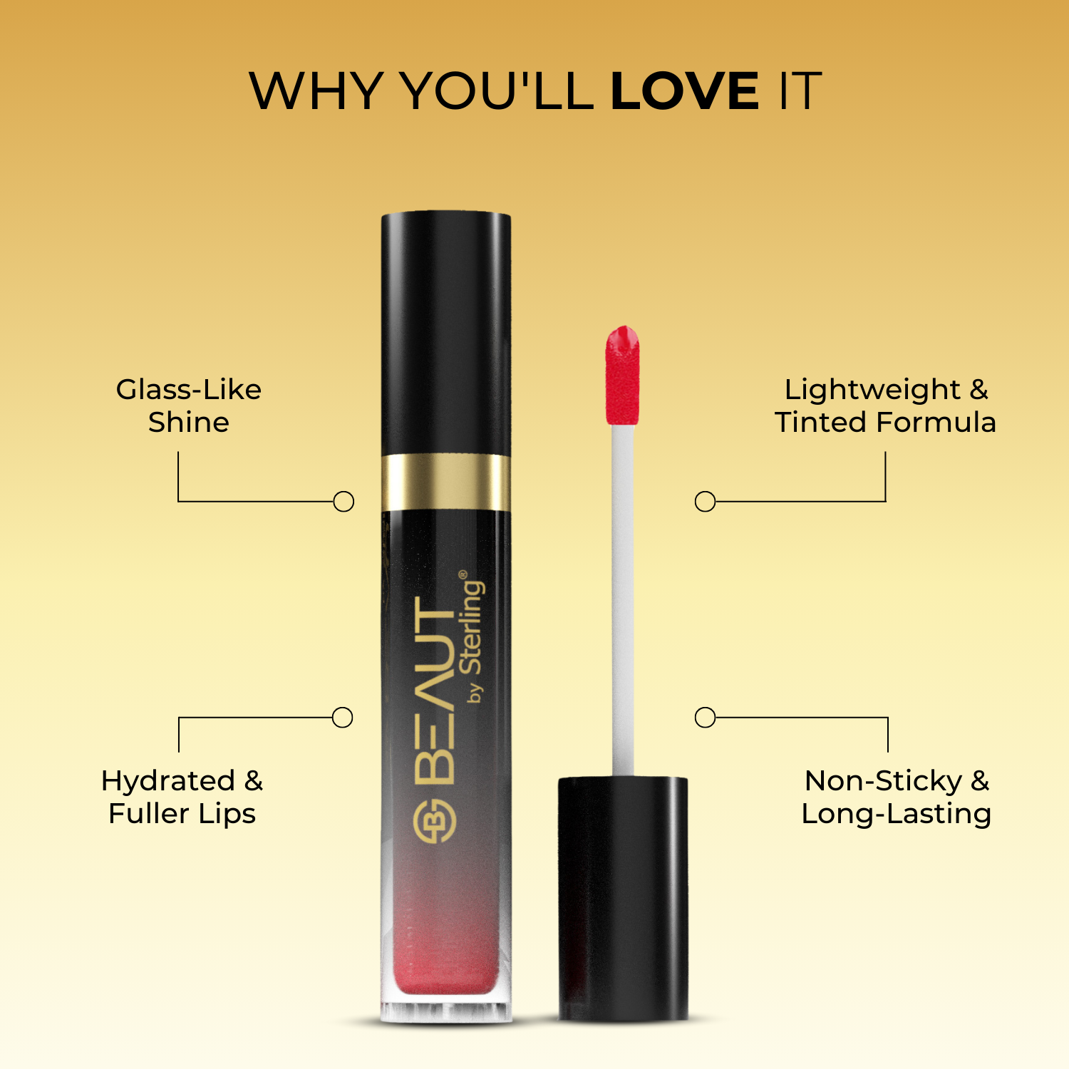 Vitamin-E Rich Colored Lip Gloss, Gives High Shine Glossy Finish for Fuller & Plump Lips, Lightweight & Non-Sticky (4.5 ml)