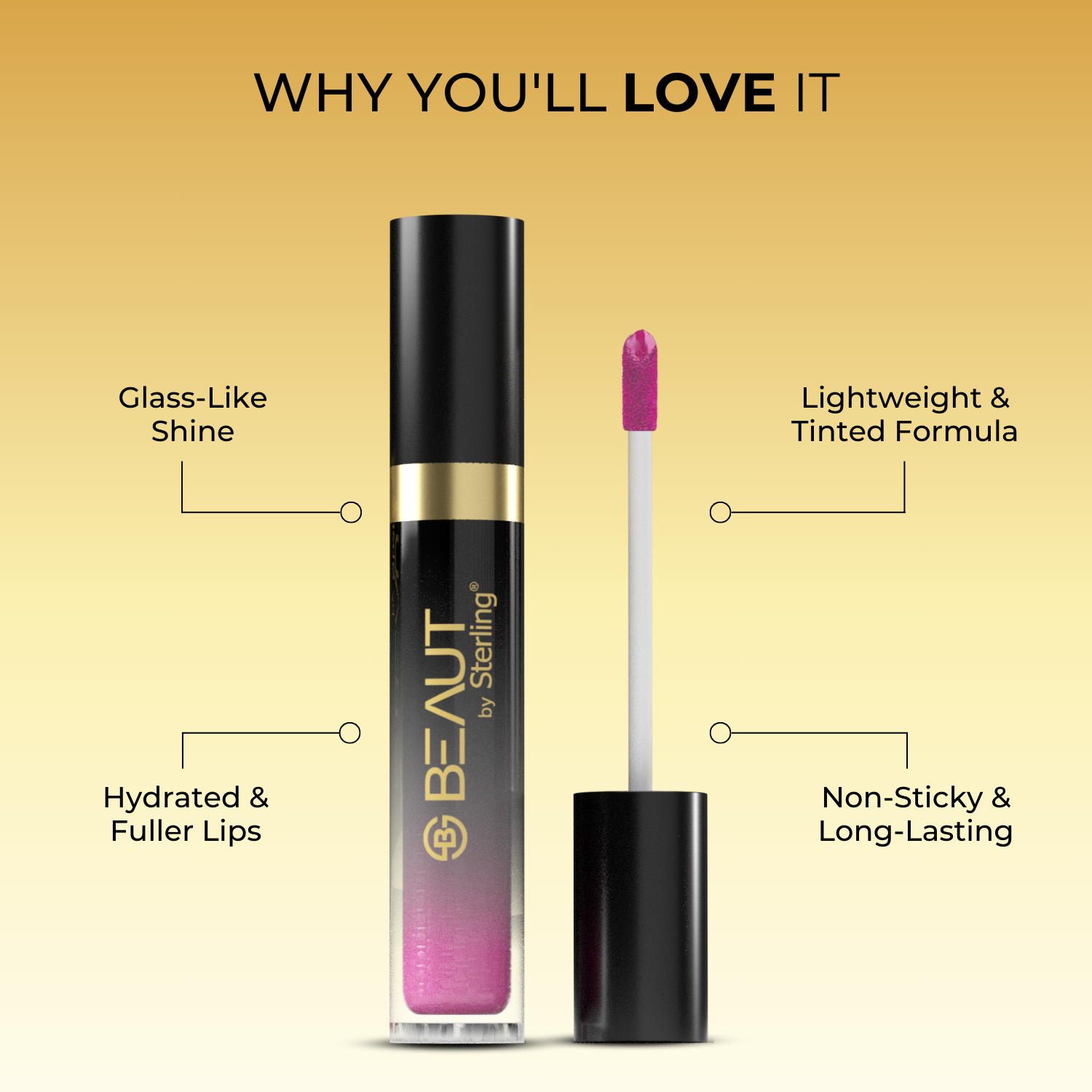 Vitamin-E Rich Colored Lip Gloss, Gives High Shine Glossy Finish for Fuller & Plump Lips, Lightweight & Non-Sticky (4.5 ml)