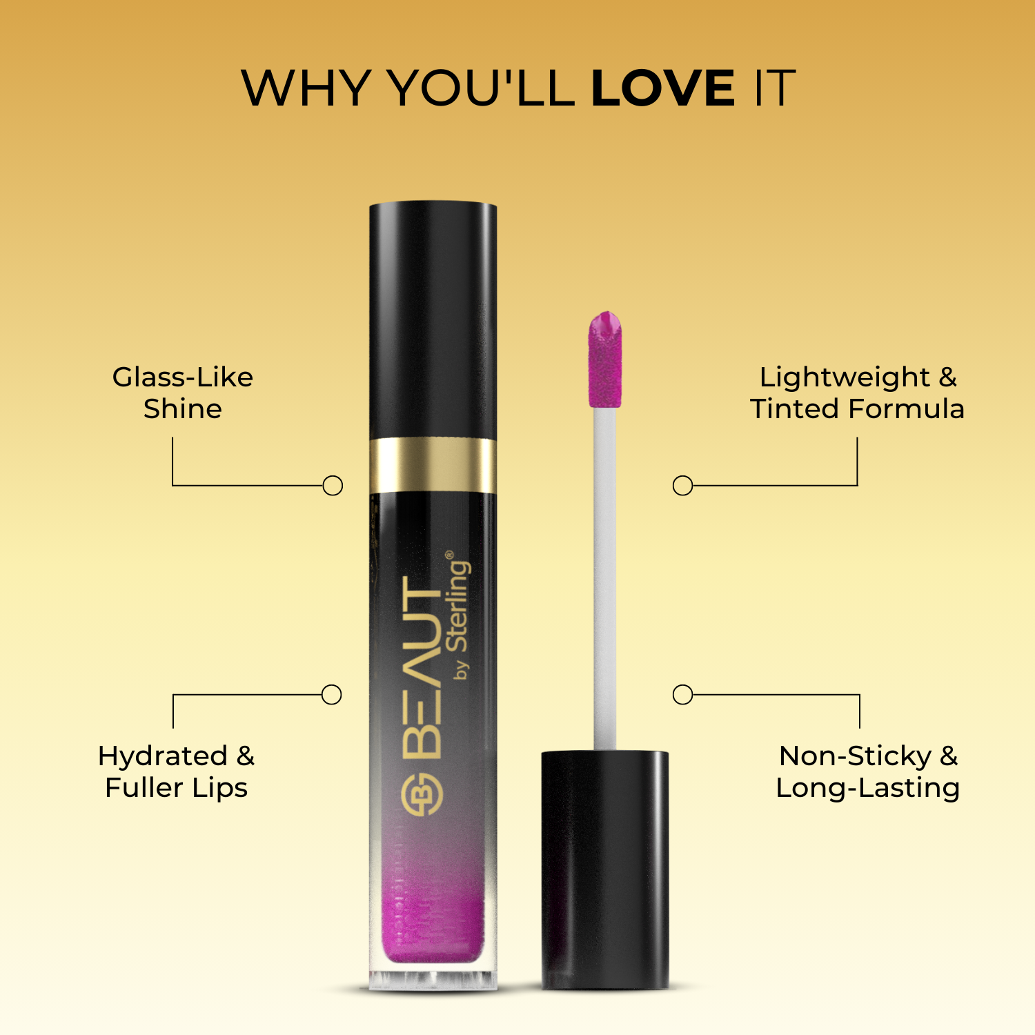 Vitamin-E Rich Colored Lip Gloss, Gives High Shine Glossy Finish for Fuller & Plump Lips, Lightweight & Non-Sticky (4.5 ml)