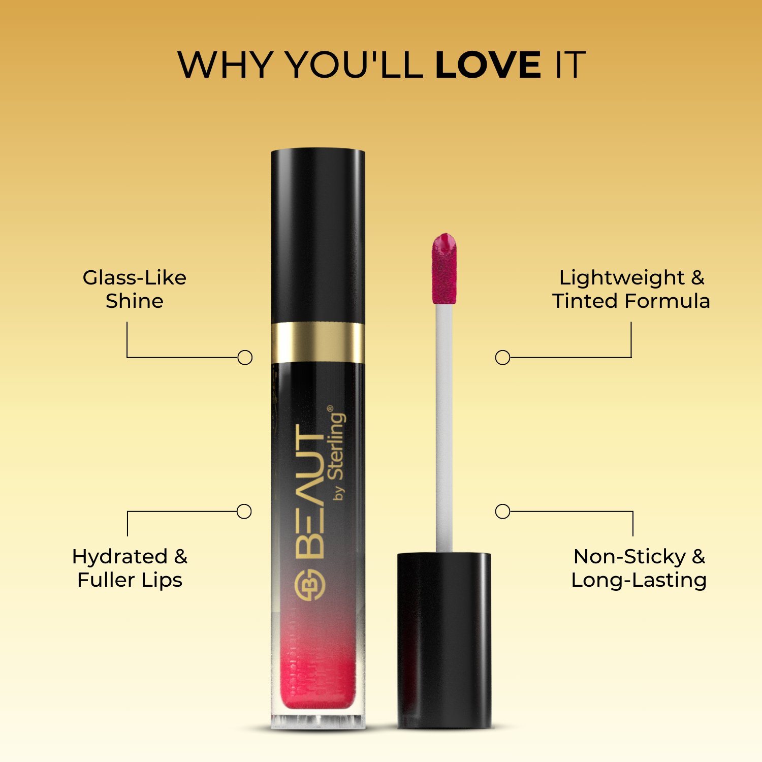 Vitamin-E Rich Colored Lip Gloss, Gives High Shine Glossy Finish for Fuller & Plump Lips, Lightweight & Non-Sticky (4.5 ml)