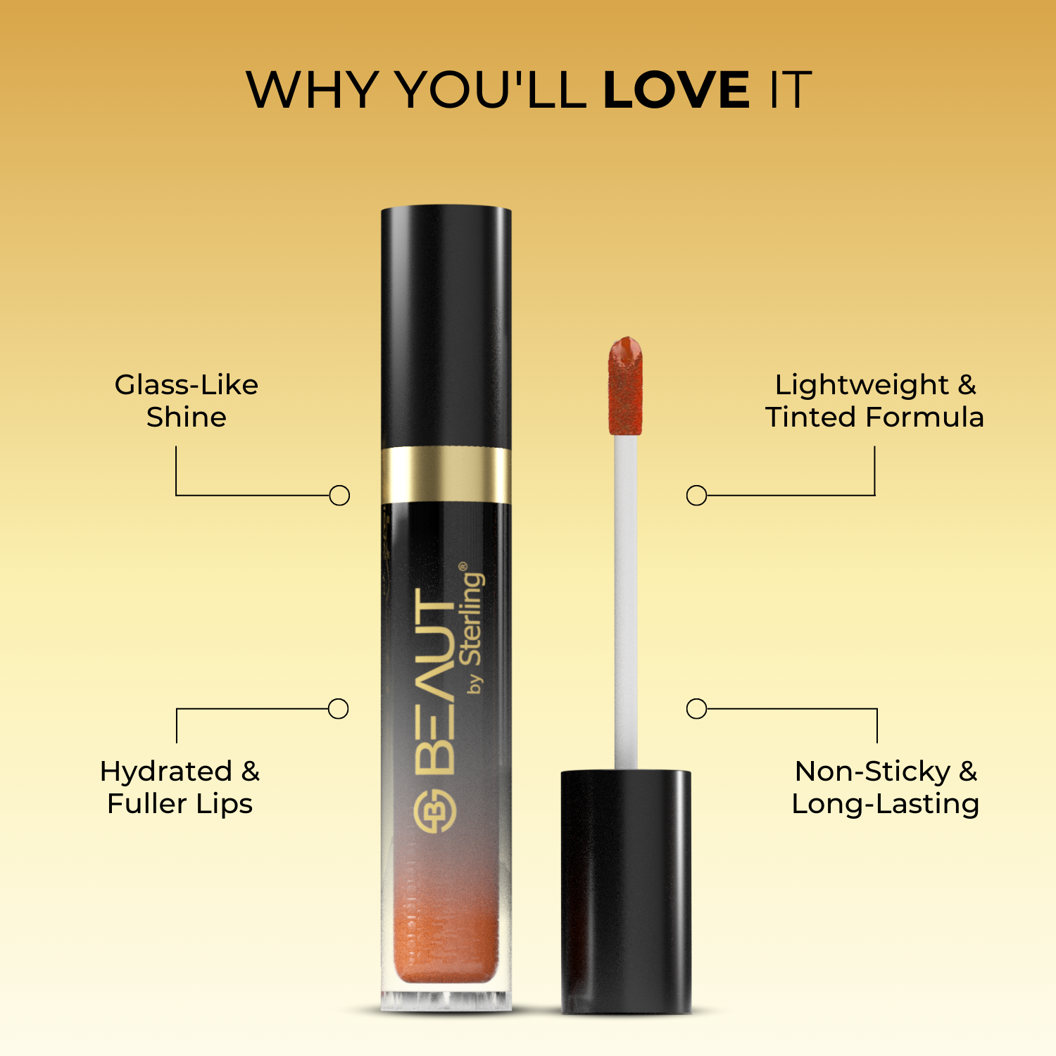 Vitamin-E Rich Colored Lip Gloss, Gives High Shine Glossy Finish for Fuller & Plump Lips, Lightweight & Non-Sticky (4.5 ml)