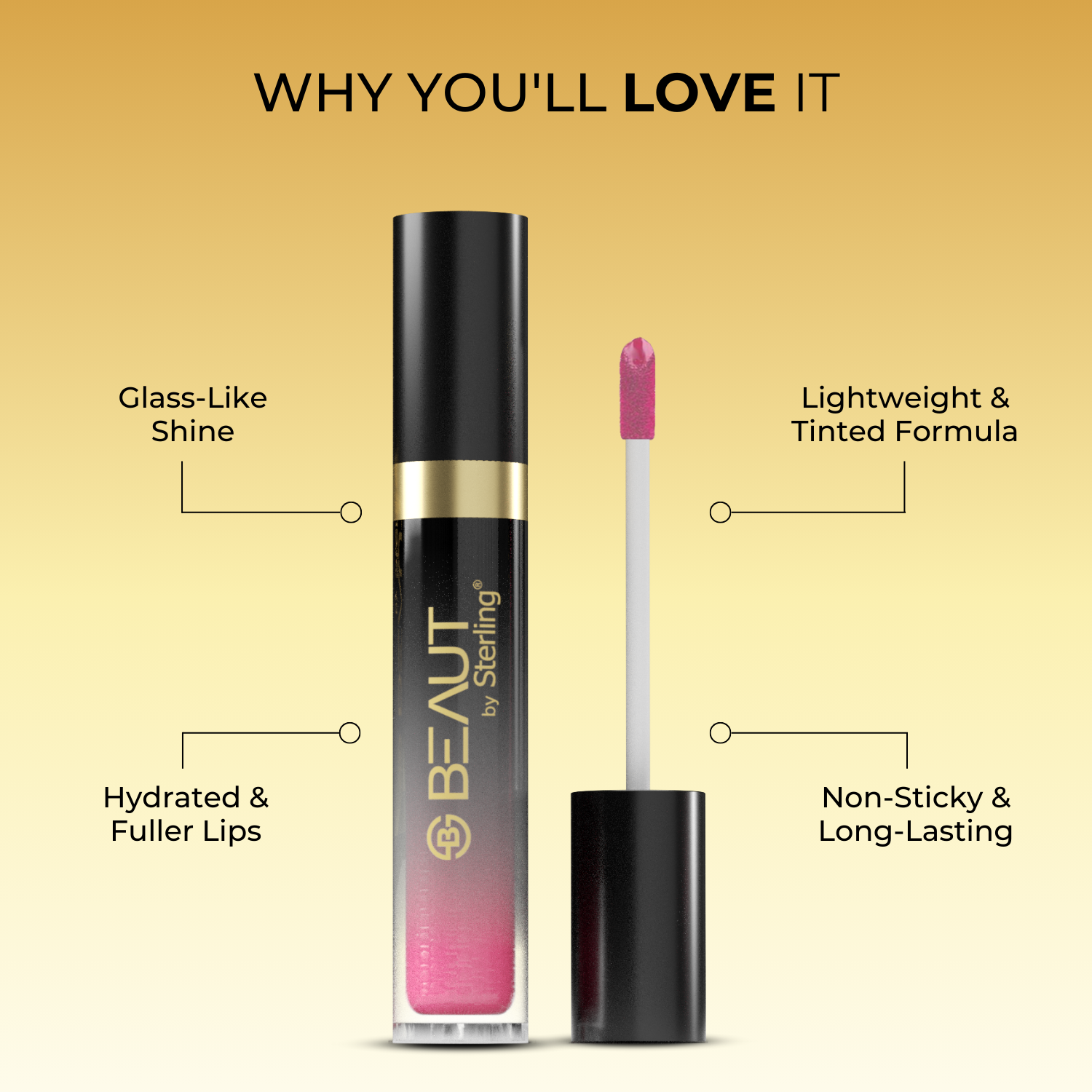 Vitamin-E Rich Colored Lip Gloss, Gives High Shine Glossy Finish for Fuller & Plump Lips, Lightweight & Non-Sticky (4.5 ml)