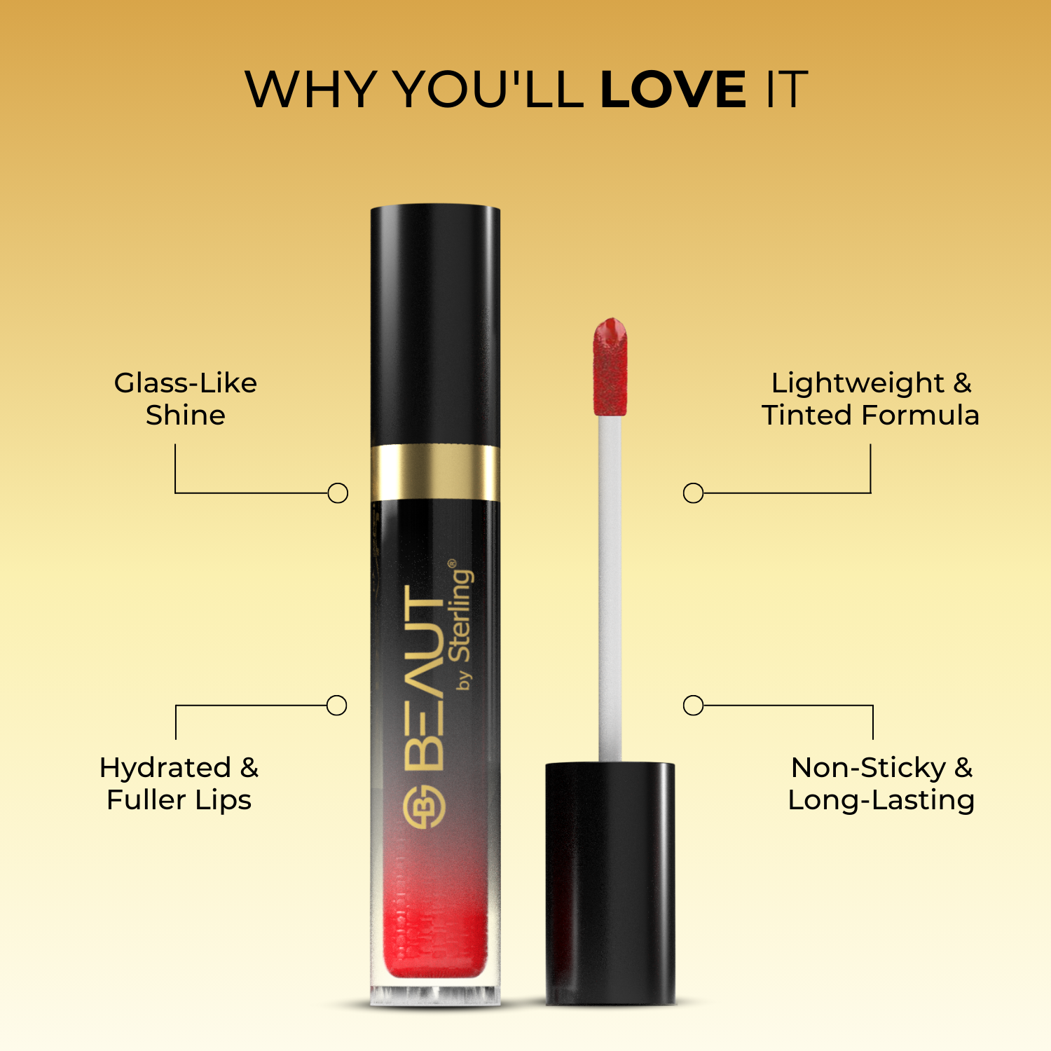 Vitamin-E Rich Colored Lip Gloss, Gives High Shine Glossy Finish for Fuller & Plump Lips, Lightweight & Non-Sticky (4.5 ml)