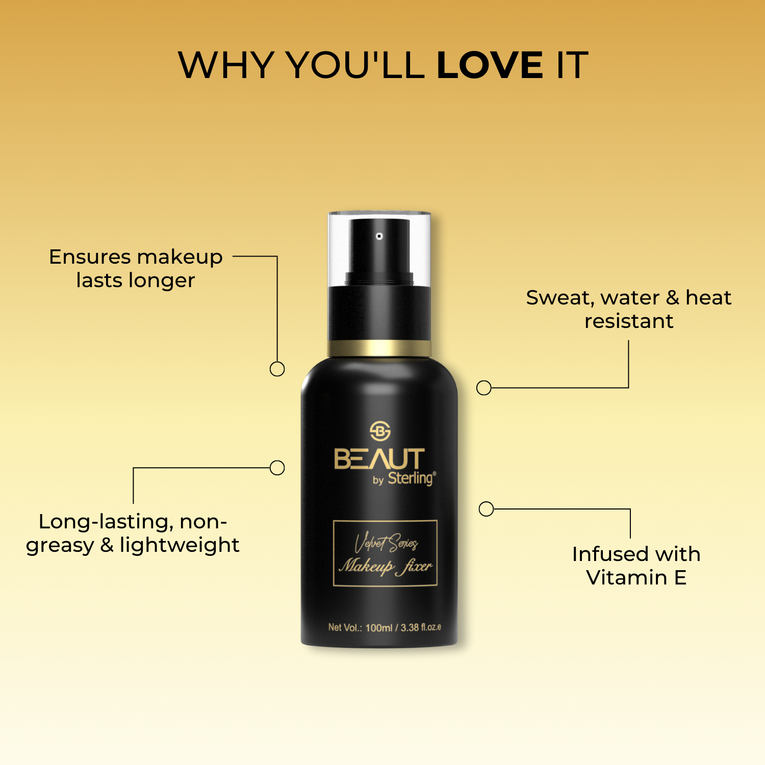 Natural Finish Makeup Fixer Spray, Keeps Makeup Intact Upto 16 Hrs, Enriched with Vitamin E (100 ml)