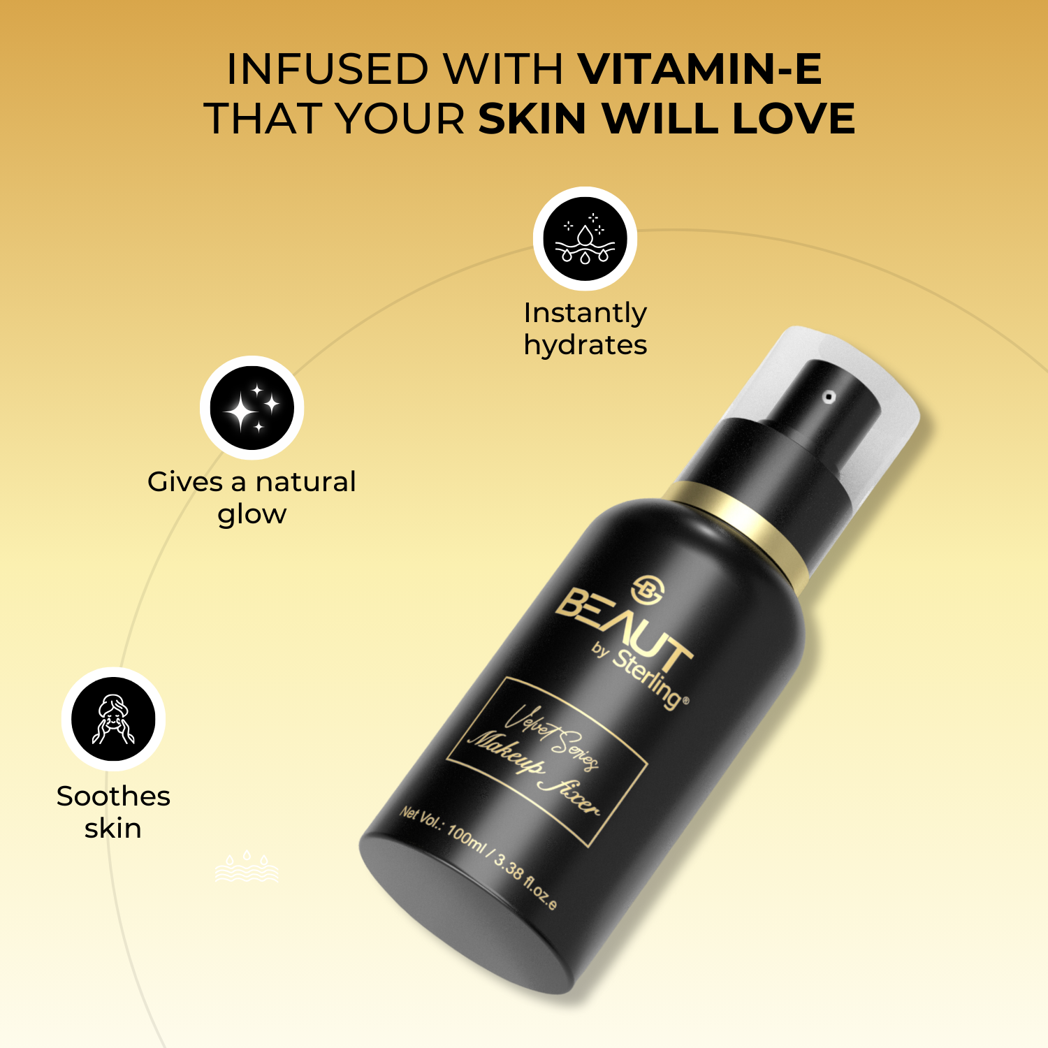 Natural Finish Makeup Fixer Spray, Keeps Makeup Intact Upto 16 Hrs, Enriched with Vitamin E (100 ml)