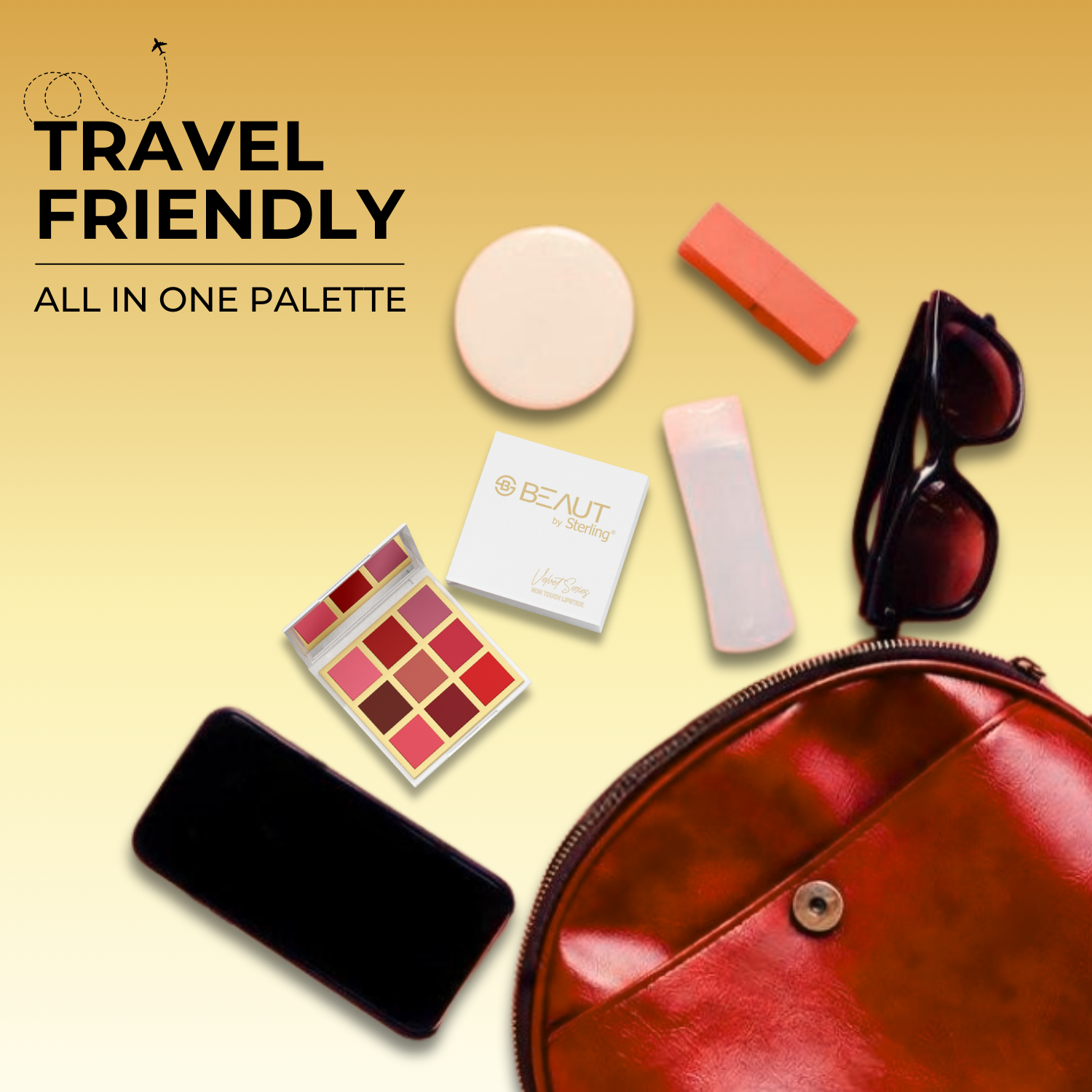 4-in-1 Multi-Use Makeup Palette, Use as Eyeshadow, Blusher, Highlighter or Lip Color, Includes 9 Shades (13.5 g)