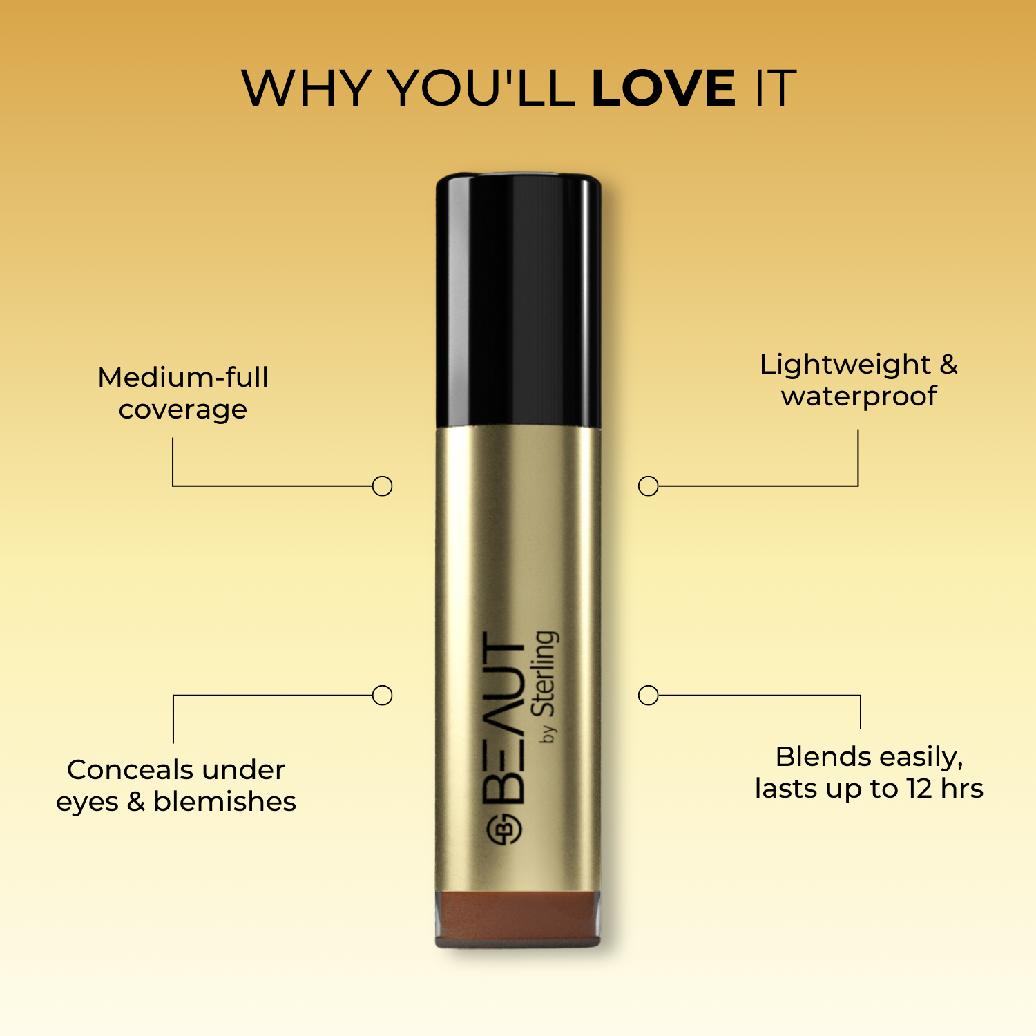 Lightweight Liquid Concealer for Face Makeup with Medium-High Coverage, Conceals Under Eyes & Blemishes, Radiant Natural Finish (6 g)