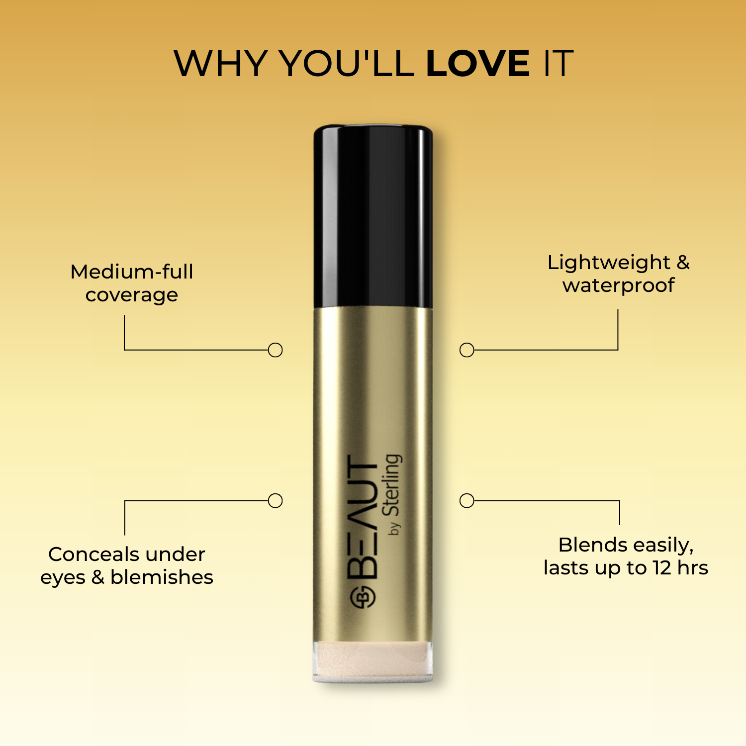 Lightweight Liquid Concealer for Face Makeup with Medium-High Coverage, Conceals Under Eyes & Blemishes, Radiant Natural Finish (6 g)