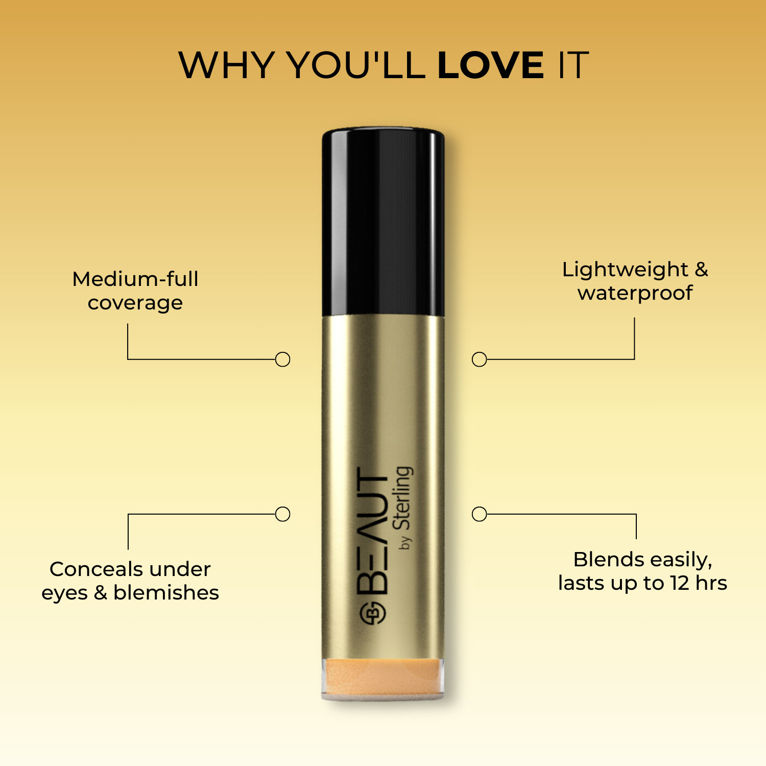 Lightweight Liquid Concealer for Face Makeup with Medium-High Coverage, Conceals Under Eyes & Blemishes, Radiant Natural Finish (6 g)