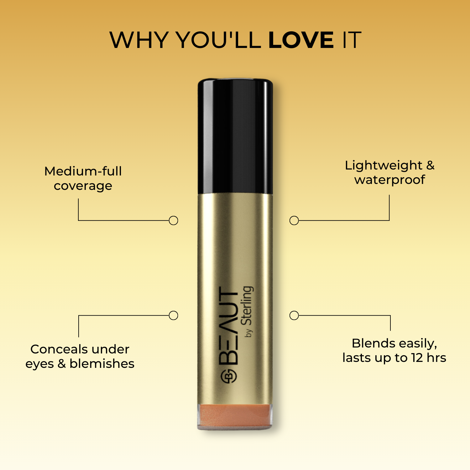 Lightweight Liquid Concealer for Face Makeup with Medium-High Coverage, Conceals Under Eyes & Blemishes, Radiant Natural Finish (6 g)